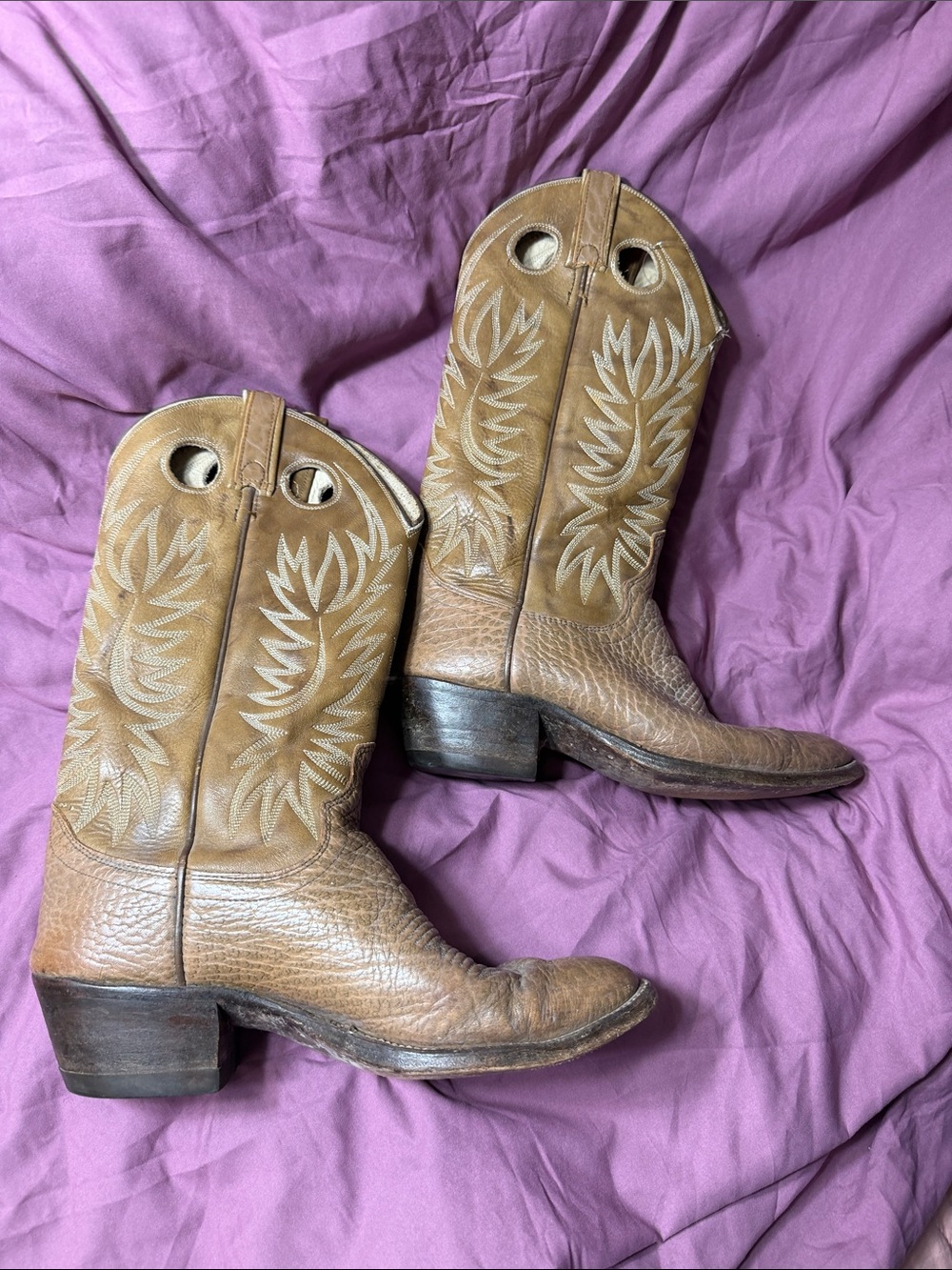 Classic Tan Leather Western Pull-On Boots - Women’s Ankle Booties